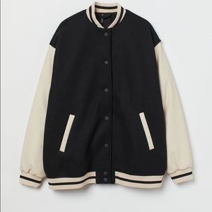 H&M Black & Beige Varsity Jacket